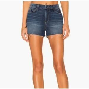 PAIGE Margot Cut Off Denim Shorts Titus Destructed Dark Wash High Rise